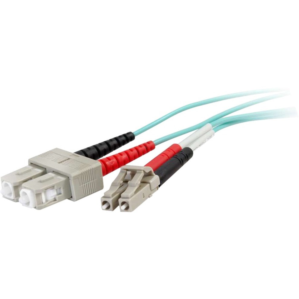 C2G 20m LC-SC 50/125 OM4 Duplex Multimode PVC Fiber Optic Cable - Aqua