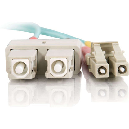 C2G 25m LC-SC 10Gb 50/125 OM3 Duplex Multimode PVC Fiber Optic Cable - Aqua