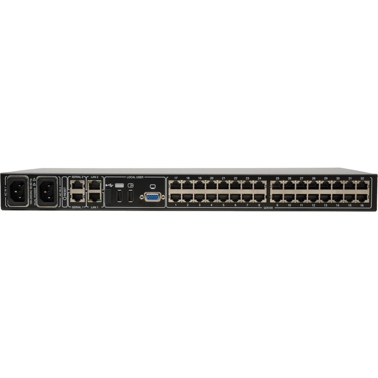 Tripp Lite NetCommander 32-Port Cat5 KVM over IP Switch 2 Remote + 1 Local User 16 USB Dongles 1U Rack-Mount