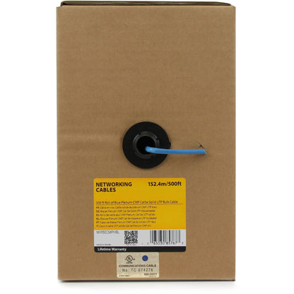 StarTech.com 500 ft Roll of Blue Plenum CMP Cat5e Solid UTP Bulk Cable