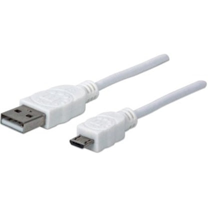 Manhattan Hi-Speed USB 2.0 A Male to Micro-B Male Device Cable - 3 ft - White