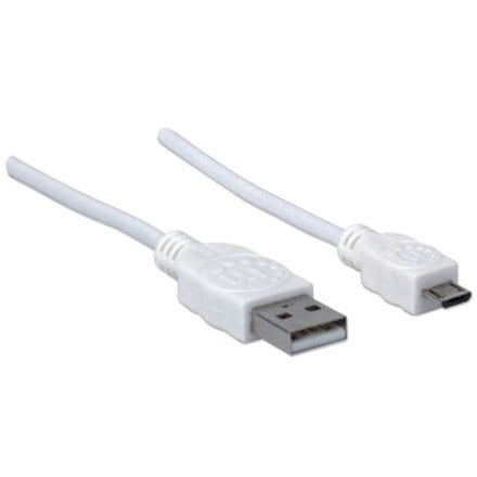 Manhattan Hi-Speed USB 2.0 A Male to Micro-B Male Device Cable - 3 ft - White