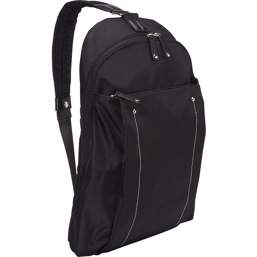 WIB Miami City Slim Backpack for up-to 14.1" Notebook  Tablet eReader - Black - Twill Polyester