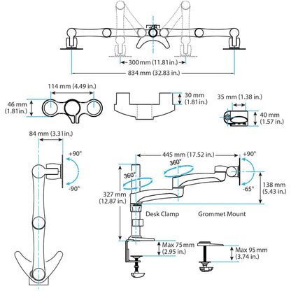 StarTech.com Desk Mount Dual Monitor Arm Dual Articulating Monitor Arm Height Adjustable For VESA Monitors up to 24" (29.9lb/13.6kg)