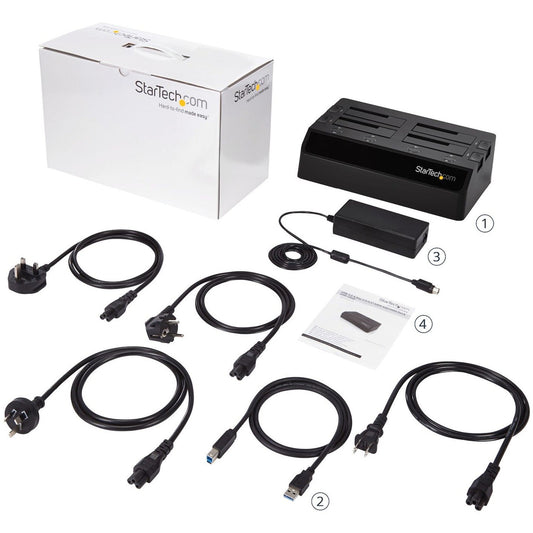 StarTech.com 4-Bay USB 3.0 to SATA Hard Drive Docking Station 2.5/3.5" SATA III (6Gbps) SSD/HDD Dock USB Hard Drive Bay Top-Loading