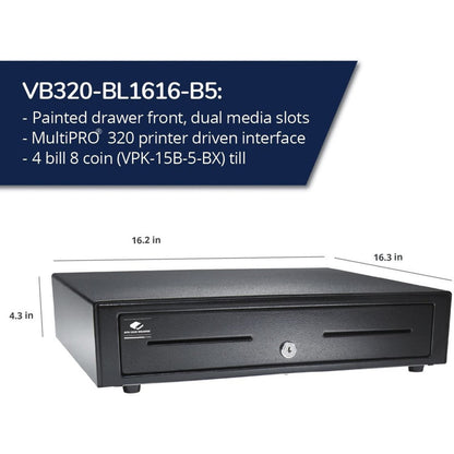 APG Cash Drawer Vasario 1616 Cash Drawer: VB320-BL1616-B5