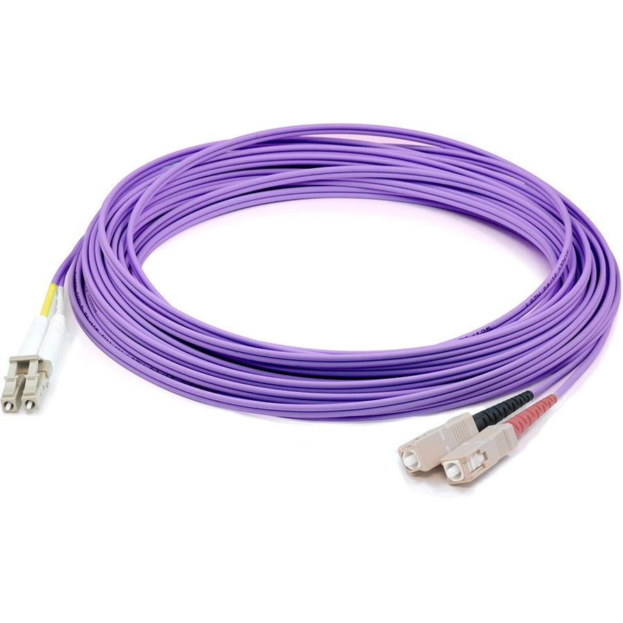 AddOn 5m LC (Male) to SC (Male) Straight Violet OM3 Duplex Fiber OFNR (Riser-Rated) TAA Compliant Patch Cable