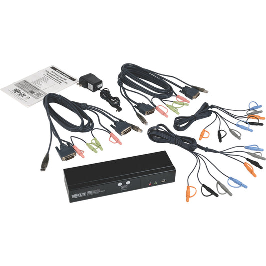 Tripp Lite KVM Switch 2-Port DVI Dual-Link / USB w/ Audio & 2x 6ft Cables