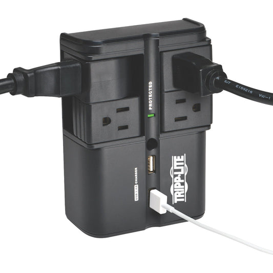 Tripp Lite Protect It! Surge Protector with 4 Rotatable Outlets Direct Plug-In 1080 Joules 3.4A USB Charger