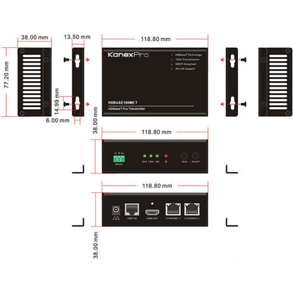 KanexPro 4K HDBaseT 100 Meter HDMI Extender w/ 2-Port Ethernet Switch