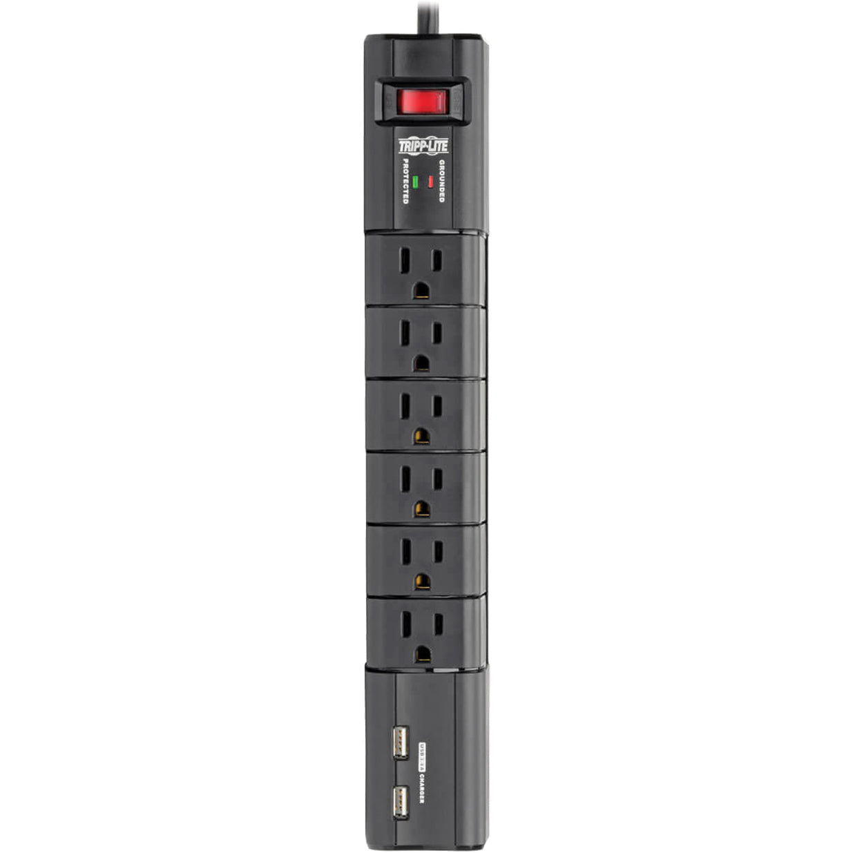 Tripp Lite Protect It! Surge Protector with 6 Rotatable Outlets 8 ft. (2.43 m) Cord 1080 Joules 2xUSB Charging ports (3.4A)