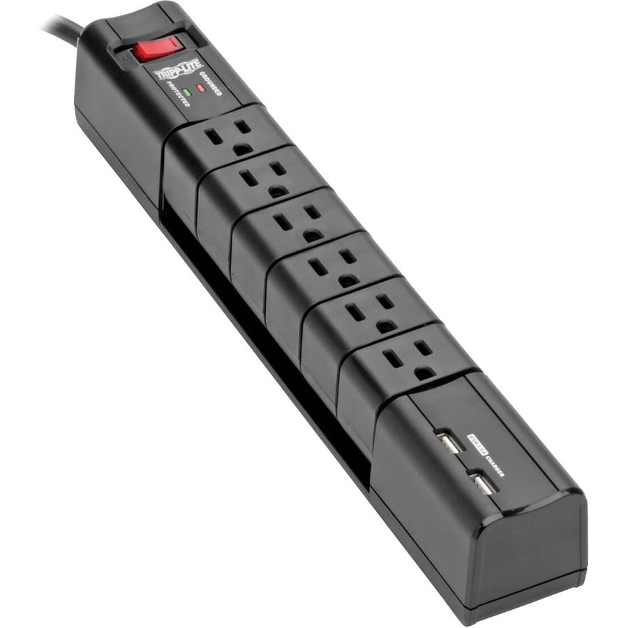 Tripp Lite Protect It! Surge Protector with 6 Rotatable Outlets 8 ft. (2.43 m) Cord 1080 Joules 2xUSB Charging ports (3.4A)