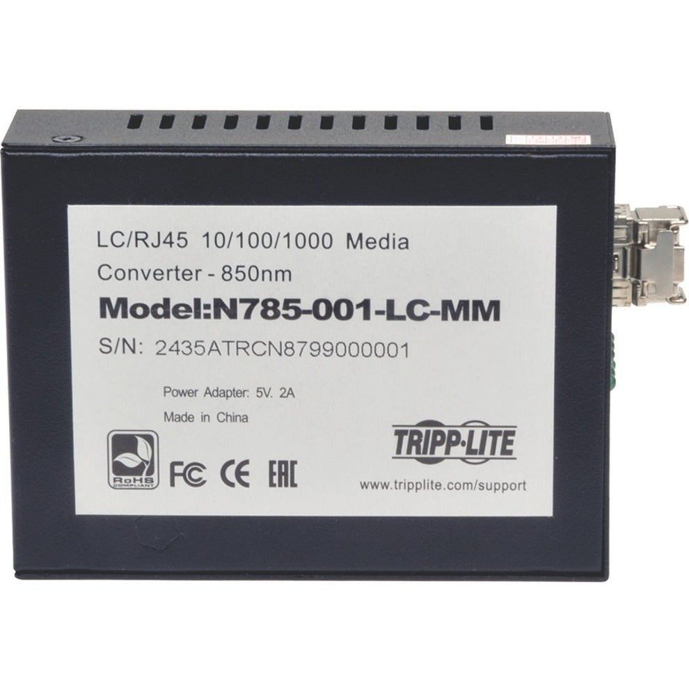 Tripp Lite LC Multimode Fiber Media Converter Gigabit RJ45 10/100/1000 550M 850nm