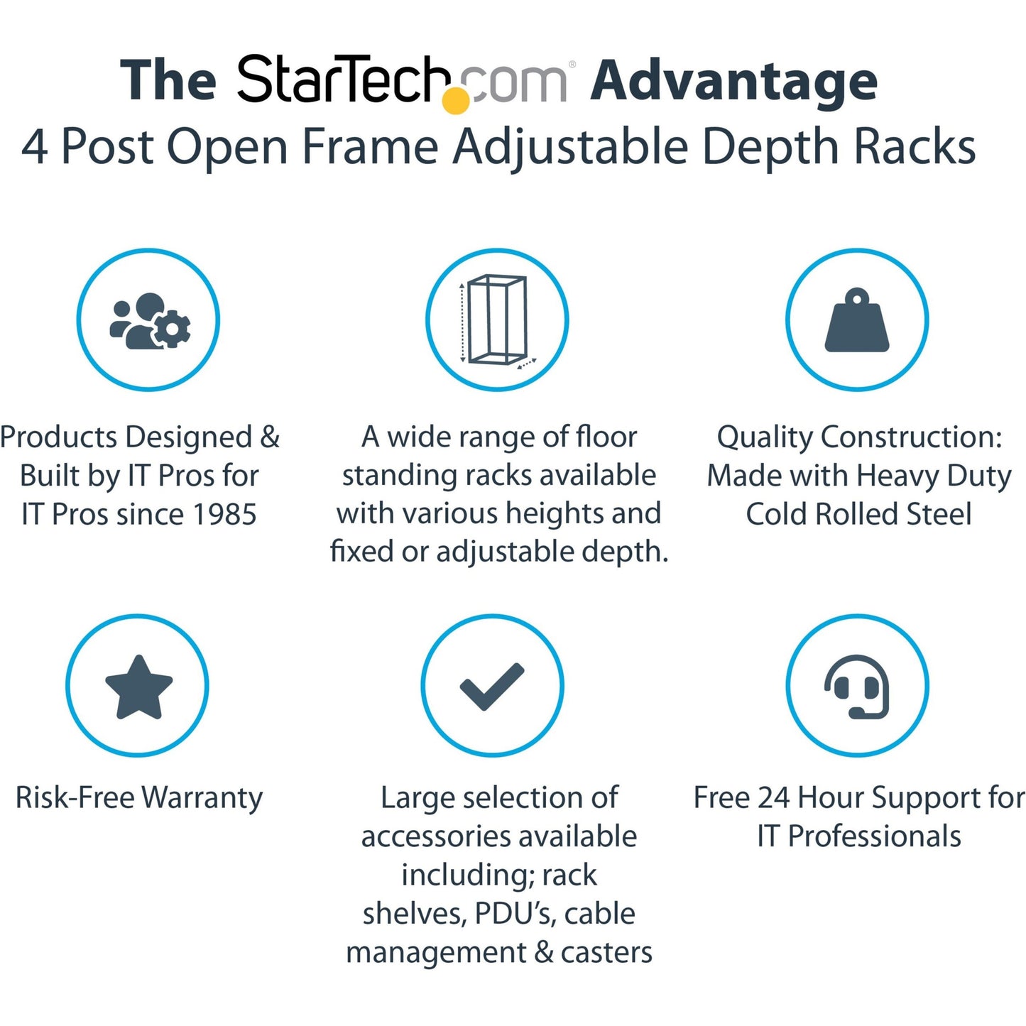 StarTech.com 4-Post 12U Mobile Open Frame Server Rack 19" Network Rack with Casters Rolling Rack for Computer/AV/Data/IT Equipment