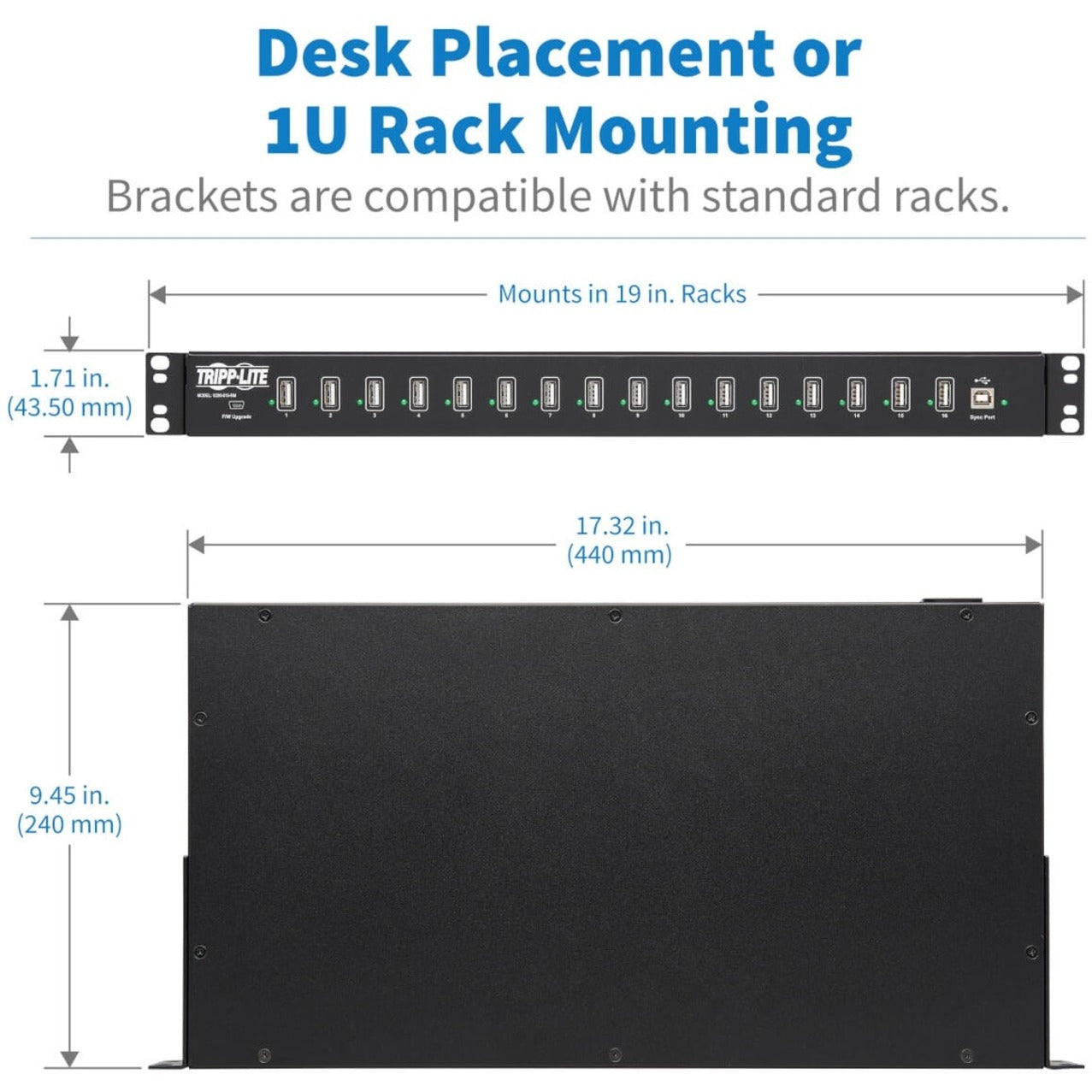 Tripp Lite 16-Port USB Charging Station with Syncing Function 5V 40A / 200W USB Charger Output TAA