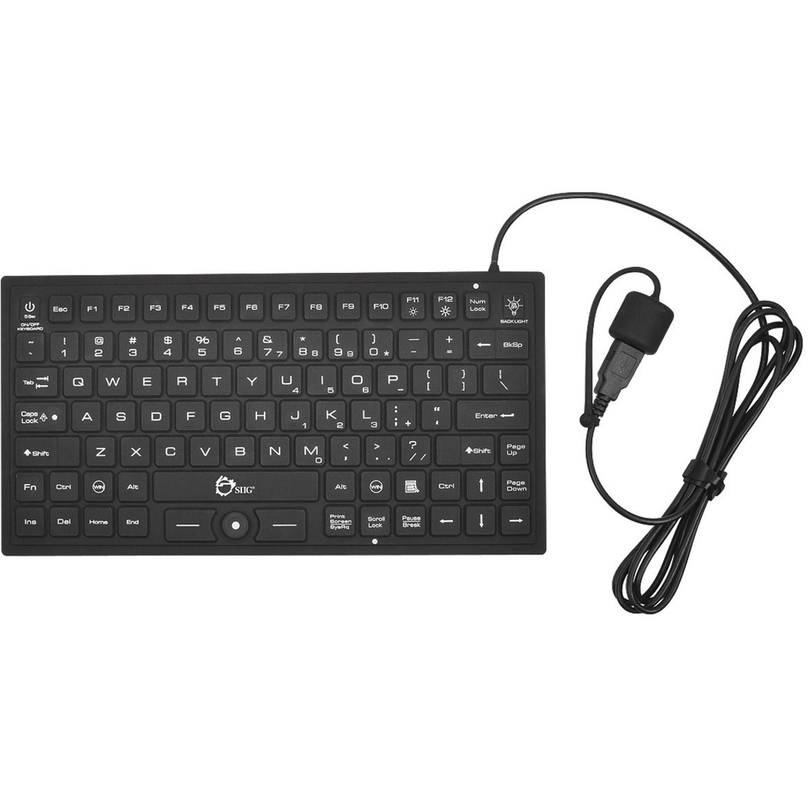SIIG Industrial/Medical Grade Washable Backlit Keyboard with Pointing Device