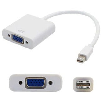 5PK Mini-DisplayPort 1.1 Male to VGA Female White Adapters Which Supports Intel Thunderbolt For Resolution Up to 1920x1200 (WUXGA)