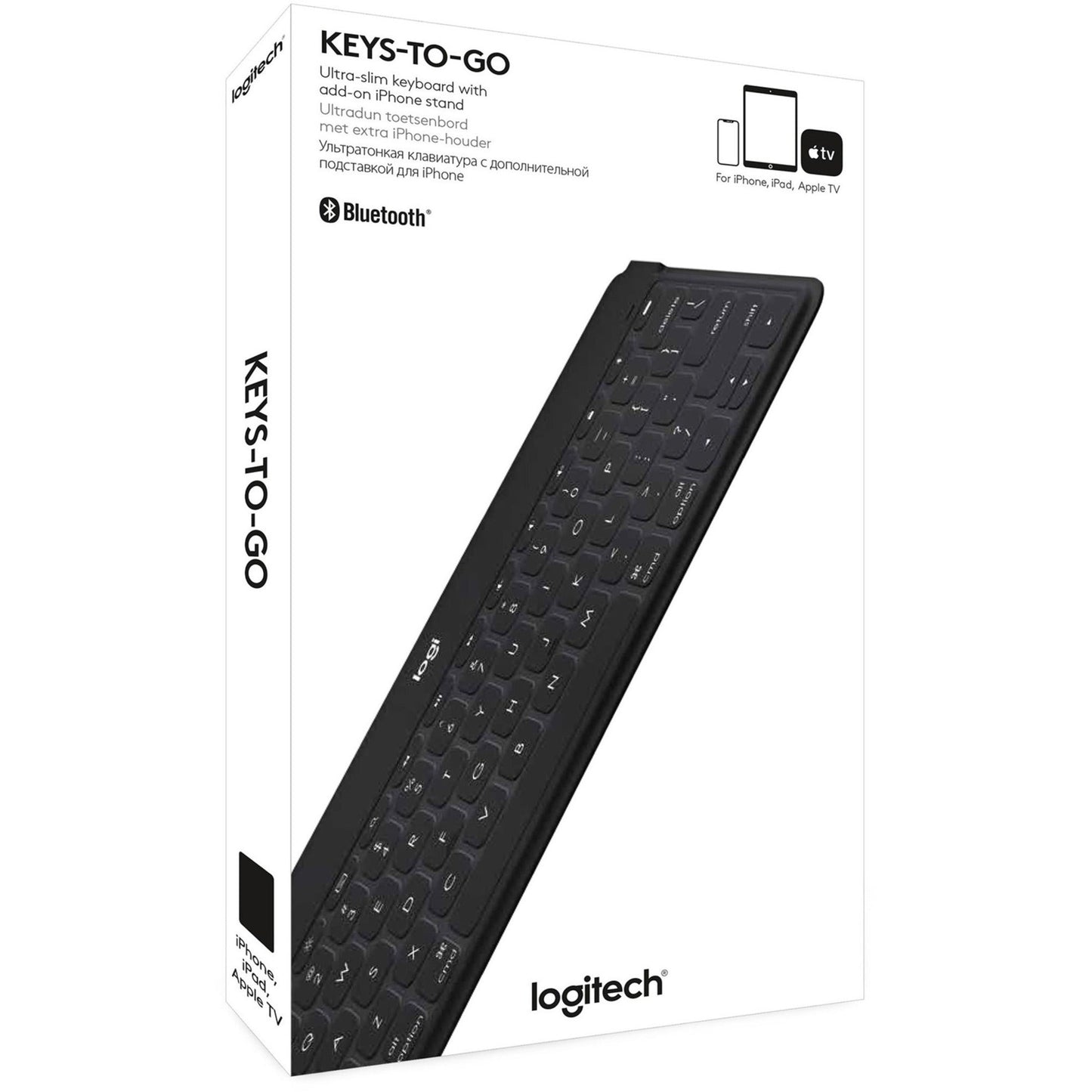 Keys-To-Go Super-Slim and Super-Light Bluetooth Keyboard for iPhone iPad and Apple TV - Black