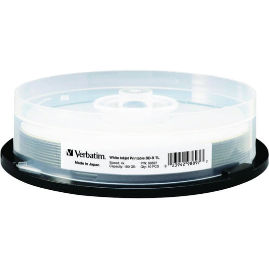 BDXL 100GB 4X White Inkjet Printable Hub Printable - 10pk Spindle