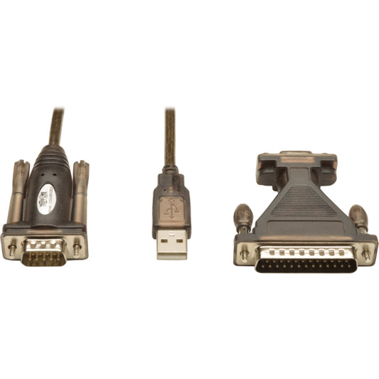Tripp Lite USB to RS232 Serial Adapter Cable USB-A to DB25 DB9 M/M 5' 5ft
