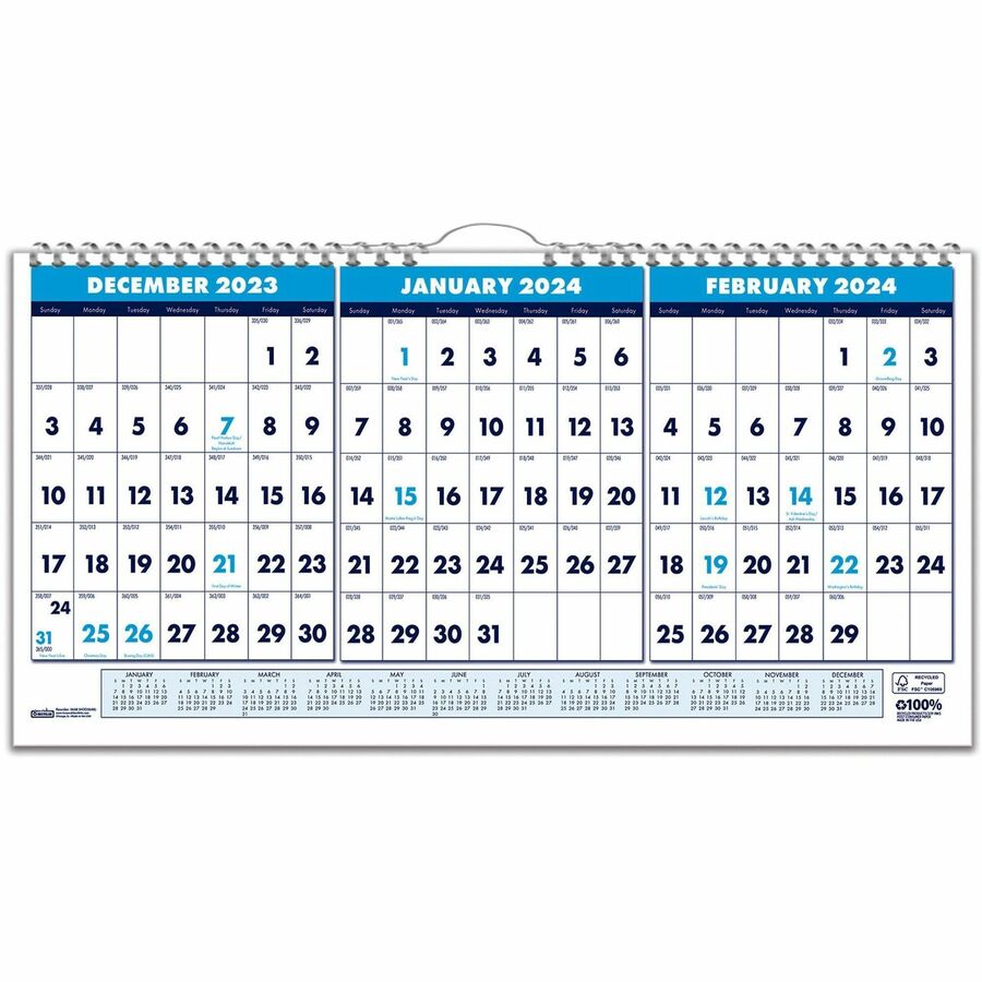 House of Doolittle 3-month Horizontal Wall Calendar