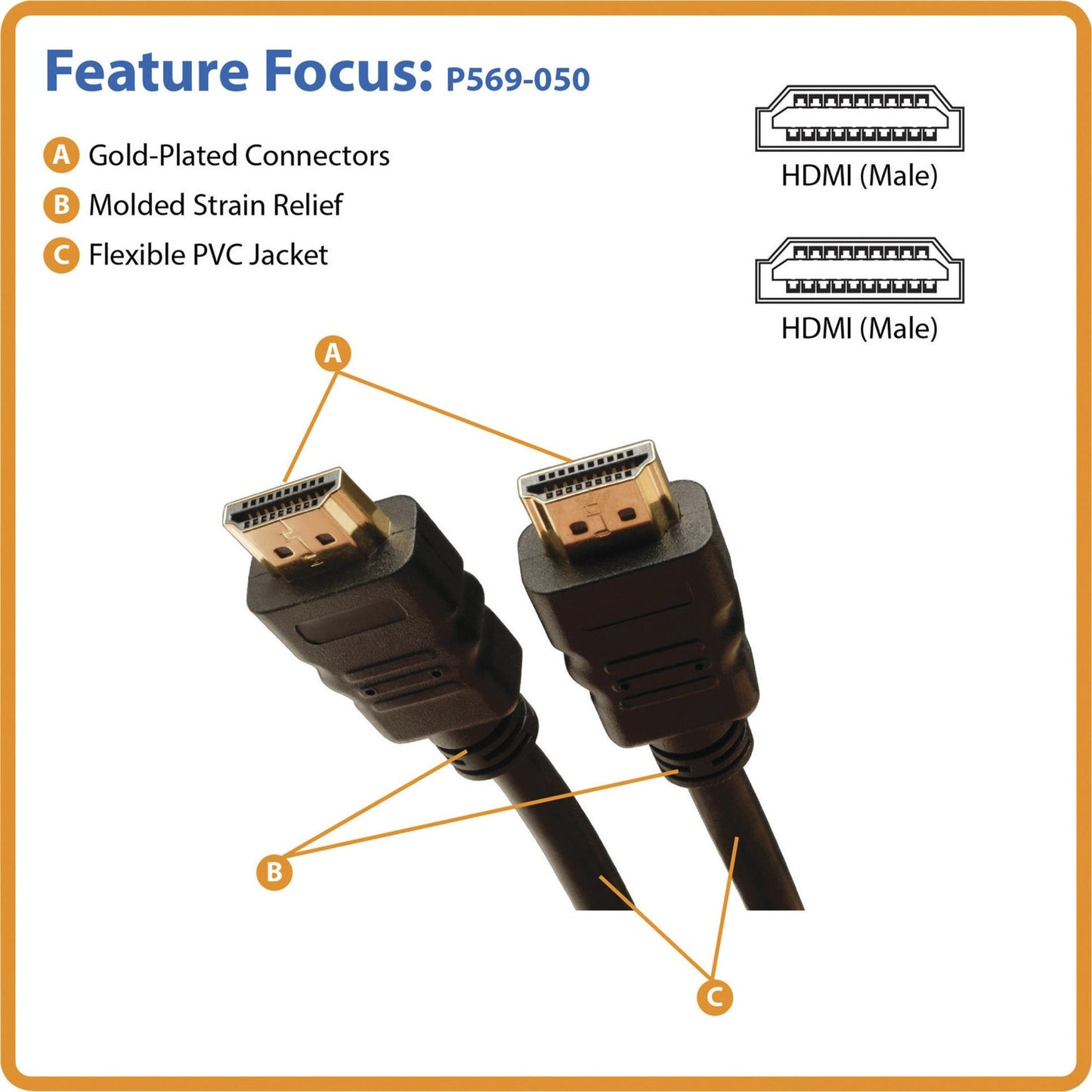 Tripp Lite Standard Speed HDMI Cable with Ethernet Digital Video with Audio (M/M) 50 ft. (15.24 m)