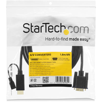 StarTech.com HDMI to VGA Cable - 10 ft / 3m - 1080p - 1920 x 1200 - Active HDMI Cable - Monitor Cable - Computer Cable