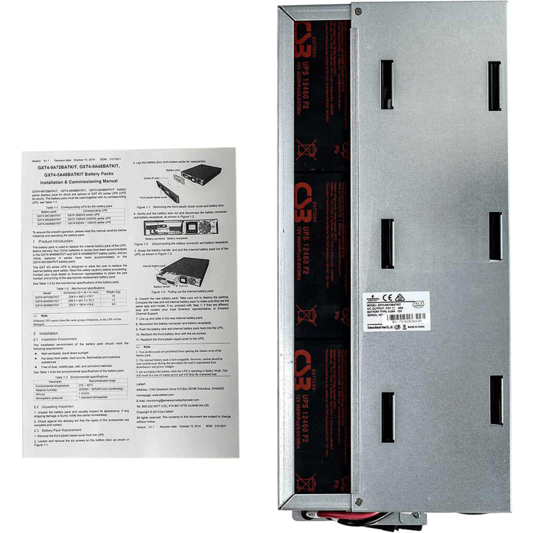 Vertiv Liebert Hot-Swap Internal 9 Ah 72V Lead-Acid Battery for Liebert GXT4-3000RT120 GXT4-3000RT230 and GXT4-3000RT208 UPS Systems