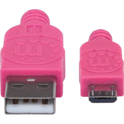 Manhattan Braided USB 2.0 A Male / Micro-B Male 6 ft. Purple/Pink - Retail Package