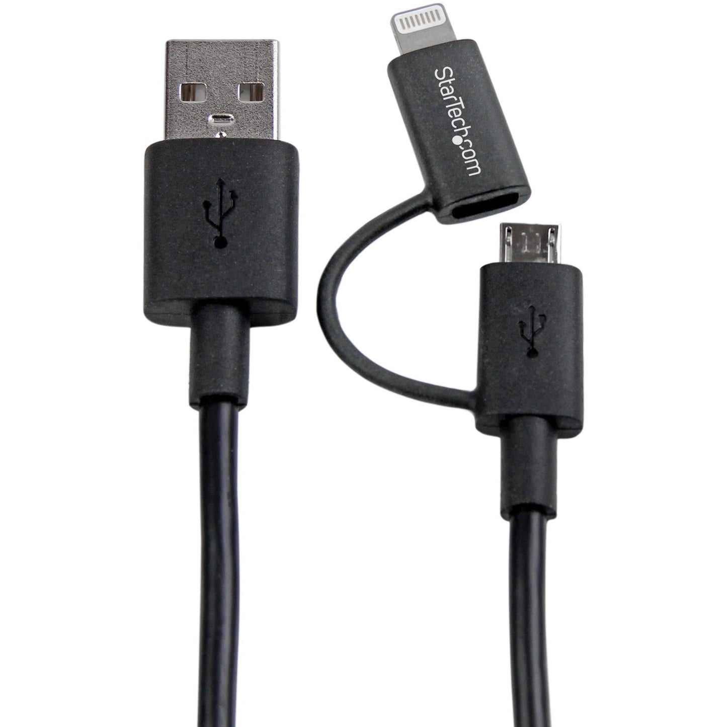 StarTech.com 1m (3 ft) Black Apple 8-pin Lightning Connector or Micro USB to USB Combo Cable for iPhone / iPod / iPad