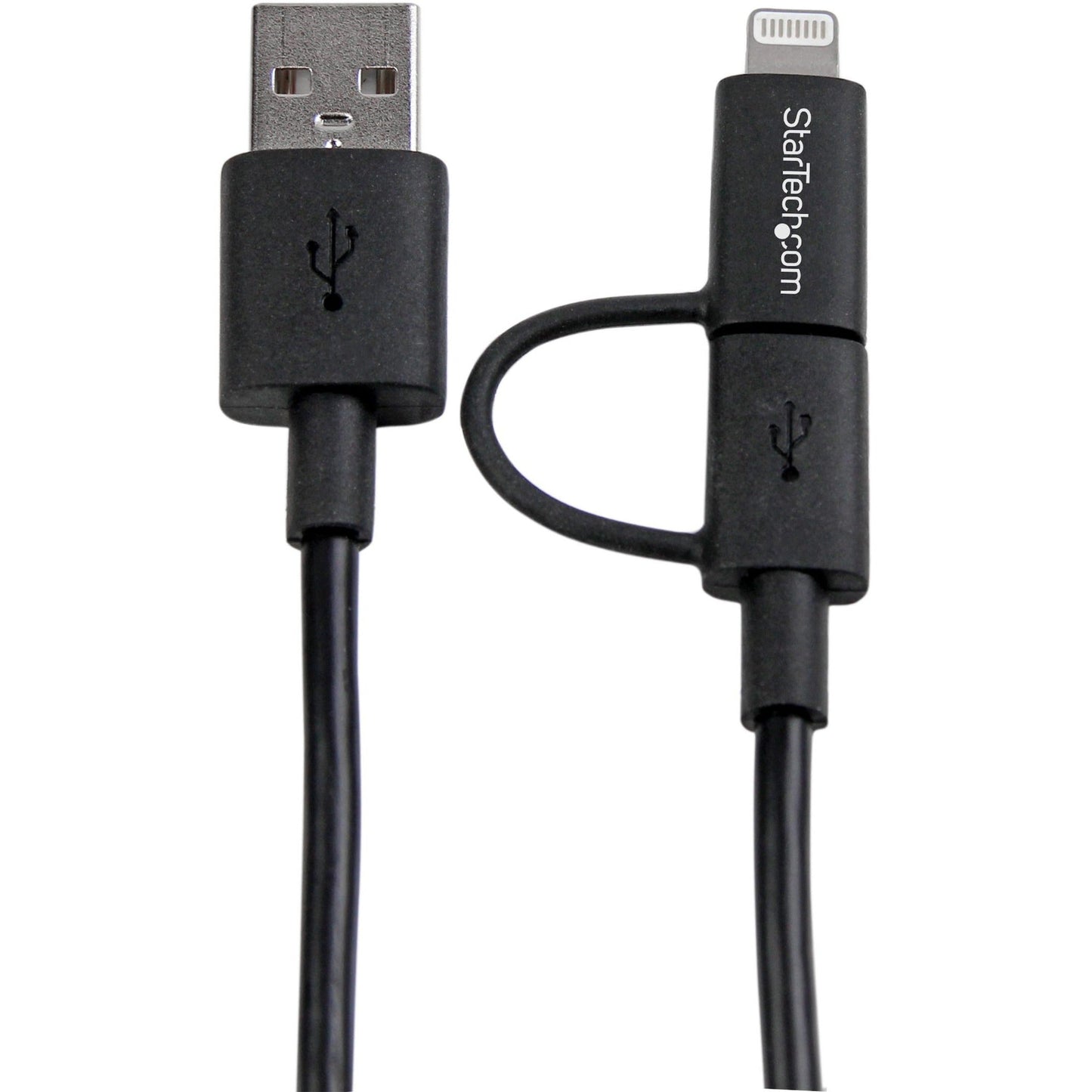 StarTech.com 1m (3 ft) Black Apple 8-pin Lightning Connector or Micro USB to USB Combo Cable for iPhone / iPod / iPad