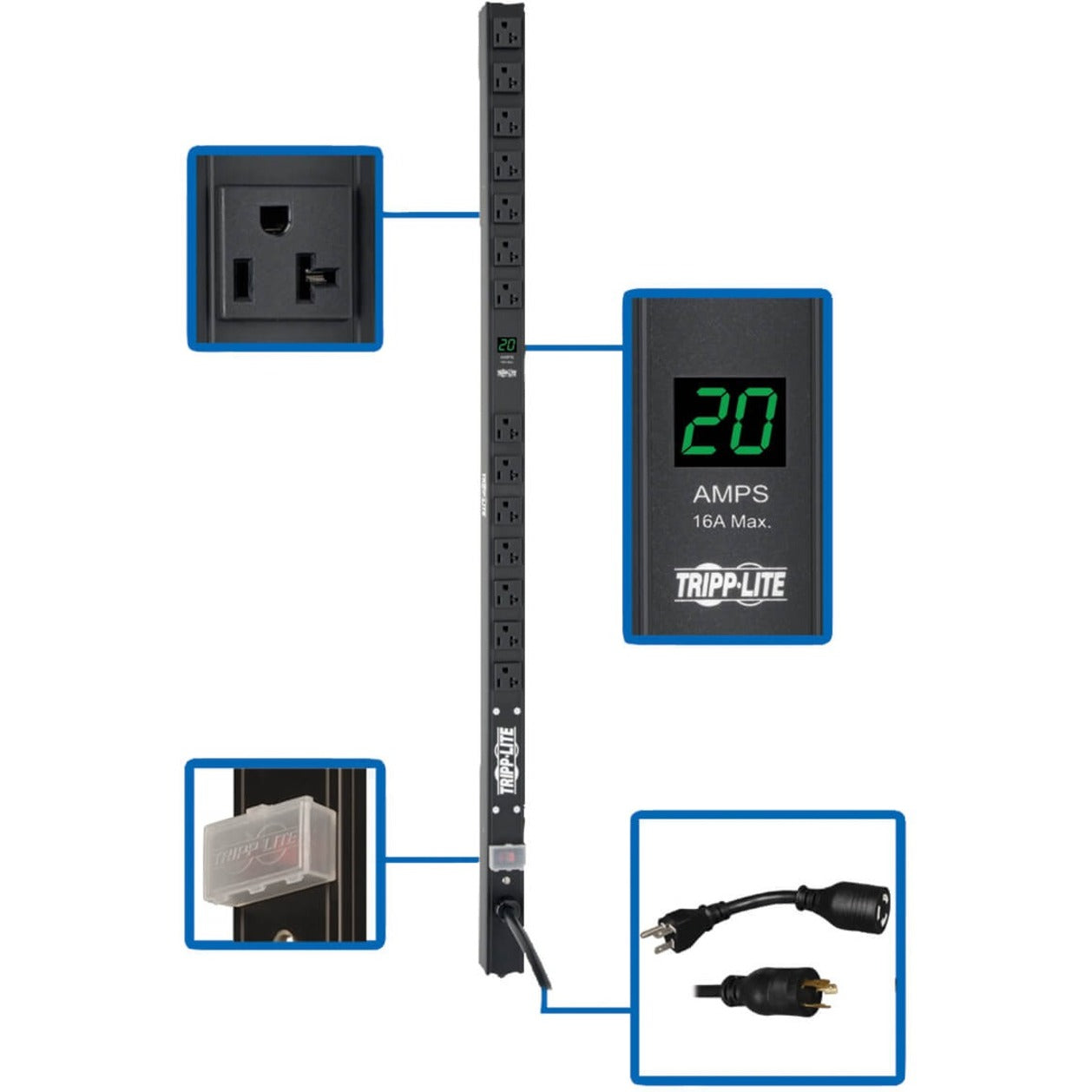 Tripp Lite PDU Metered 120V 20A 5-15/20R 14 Outlet L5-20P 36" Height 0URM