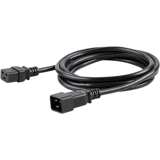 StarTech.com 10ft (3m) Heavy Duty Extension Cord IEC C19 to IEC C20 Black Extension Cord 15A 250V 14AWG Heavy Gauge Power Cable
