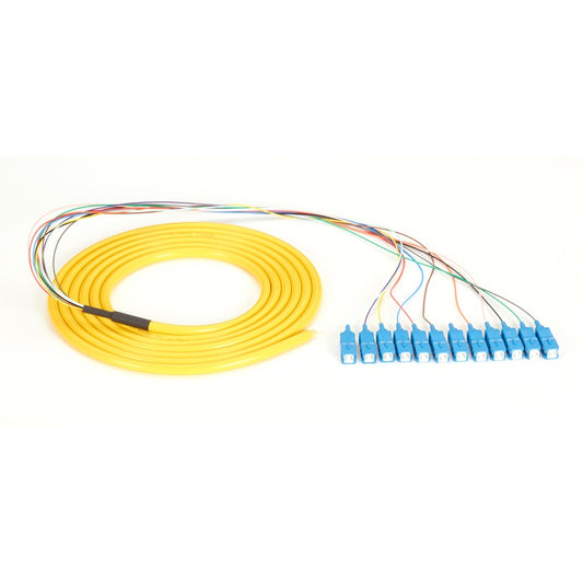 Black Box OS1 Single-Mode Fiber Optic Pigtail 12-Strand SC Yellow 3-m (9.8-ft)