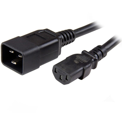 StarTech.com 3ft (1m) Heavy Duty Extension Cord IEC C13 to IEC C20 Black Extension Cord 15A 125V 14AWG Heavy Gauge Power Cable