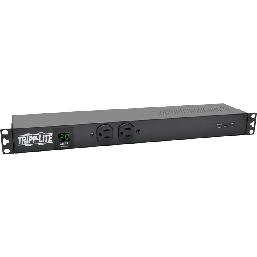 Tripp Lite PDU 2kW Single-Phase Local Metered PDU + ISOBAR Surge Suppression 3840 Joules 100-127V Outlets (12 5-20R 2 5-15R) L5-20P/5-20P 15 ft. (4.57 m) Cord 1U Rack-Mount