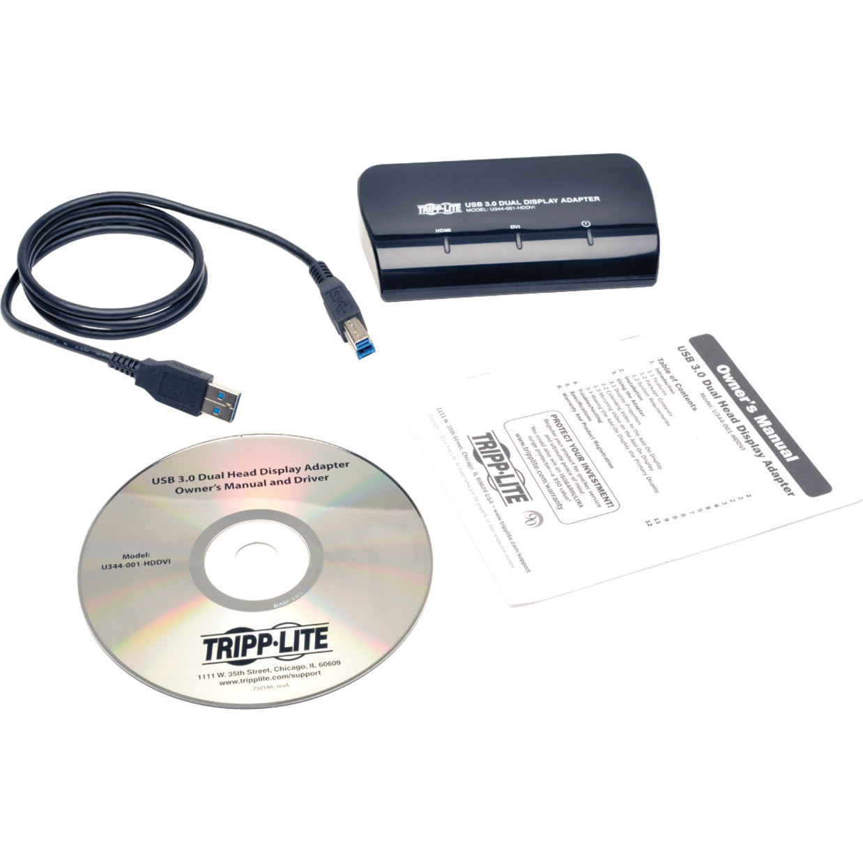 Tripp Lite USB 3.0 SuperSpeed to DVI and HDMI Dual Monitor Video Display Adapter