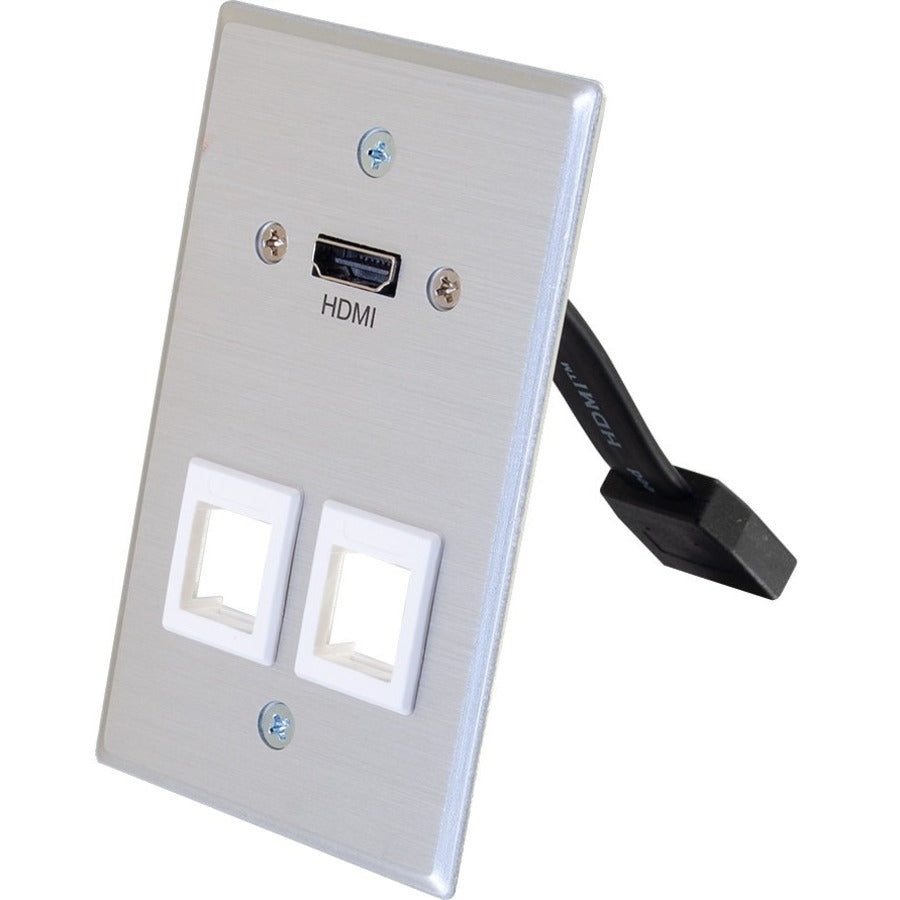 C2G 1-Gang HDMI Pass Through Wall Plate with Two Keystone Jacks - Aluminum