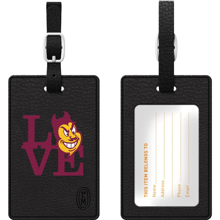 OTM Black Leather Love V1 Bag Tag Arizona State University