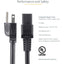 StarTech.com 3ft (1m) Heavy Duty Power Cord NEMA 5-15P to C19 15A 125V 14AWG Computer Power Cord Heavy Gauge Power Cable