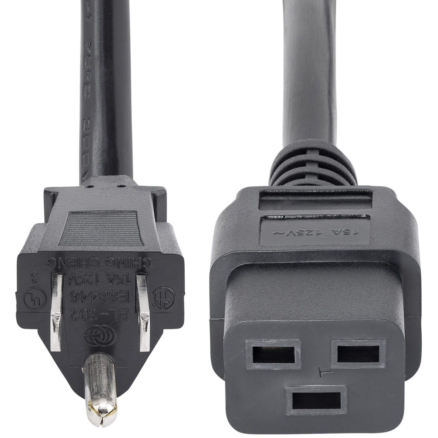 StarTech.com 6ft (1.8m) Heavy Duty Power Cord NEMA 5-15P to C19 15A 125V 14AWG Computer Power Cord Heavy Gauge Power Cable