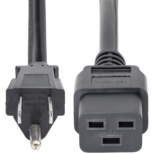 StarTech.com 6ft (1.8m) Heavy Duty Power Cord NEMA 5-15P to C19 15A 125V 14AWG Computer Power Cord Heavy Gauge Power Cable