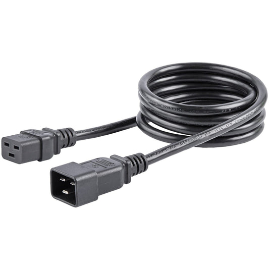 StarTech.com 6ft (1.8m) Heavy Duty Extension Cord IEC C19 to IEC C20 Black Extension Cord 15A 250V 14AWG Heavy Gauge Power Cable