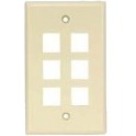 Unirise 6Port Wall Plate Single Gang Ivory