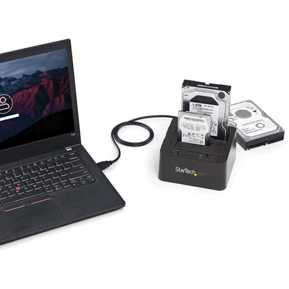 StarTech.com Dual-Bay USB 3.1 to SATA Hard Drive Docking Station 2.5/3.5" SATA I/II/III SSD/HDD Dock USB Hard Drive Bay Top-Loading