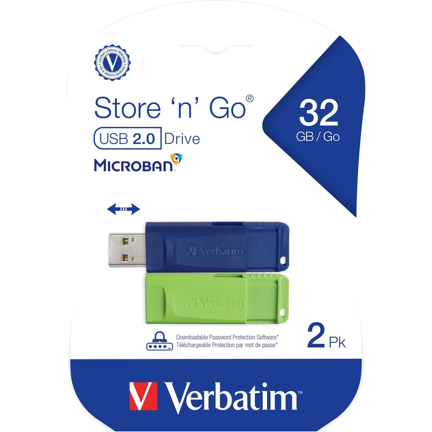 32GB Store 'n' Go USB Flash Drive - 2pk - Blue Green