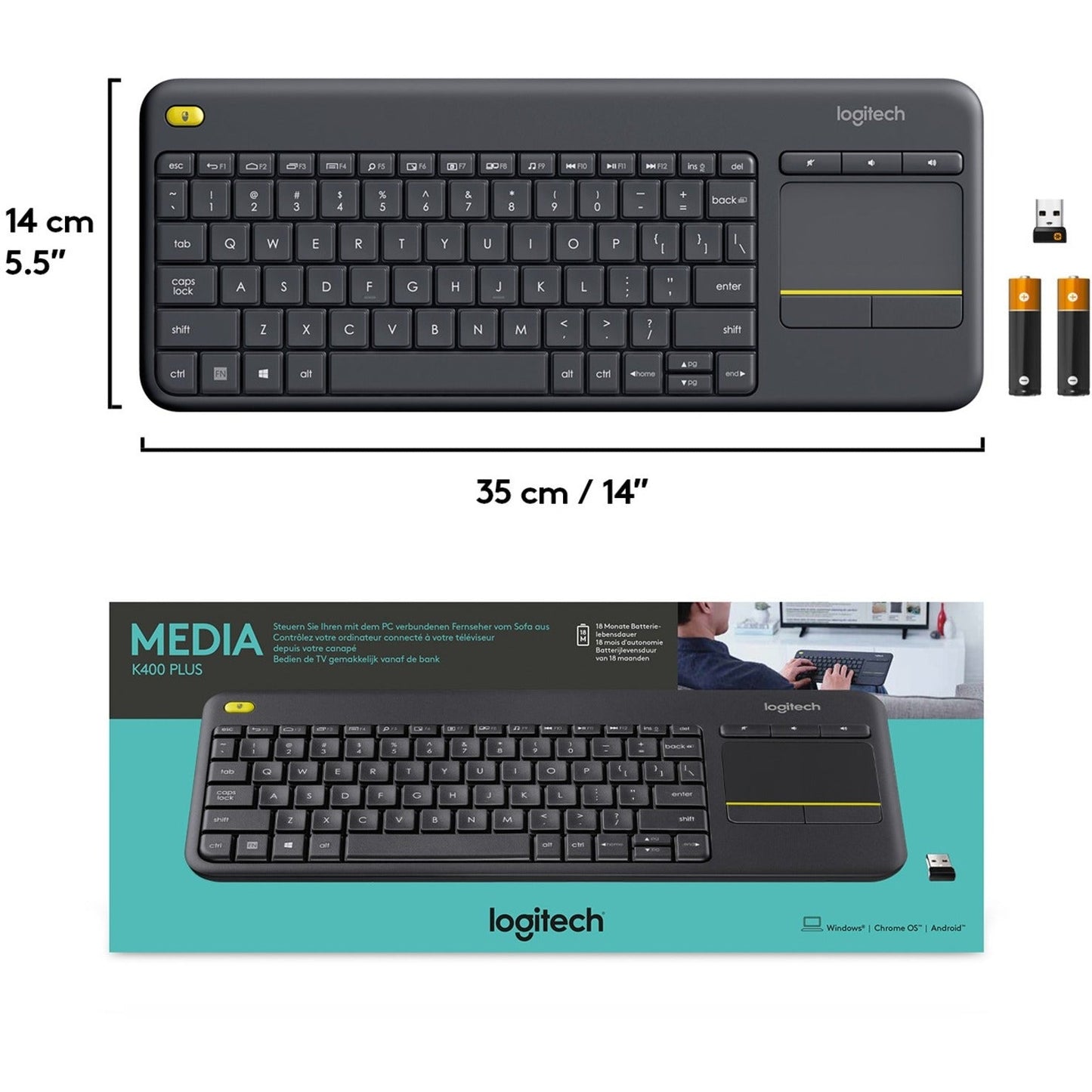 Logitech K400 Plus Touchpad Wireless Keyboard