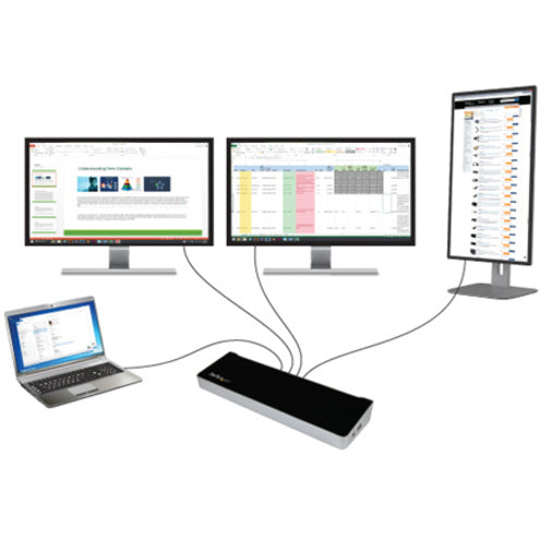 StarTech.com USB 3.0 Triple Monitor Docking Station - Compatible with Windows / macOS - Supports Three Displays - 2 x DisplayPort and HDMI or 4K Ultra HD on a Single Monitor - USB3DOCKH2DP