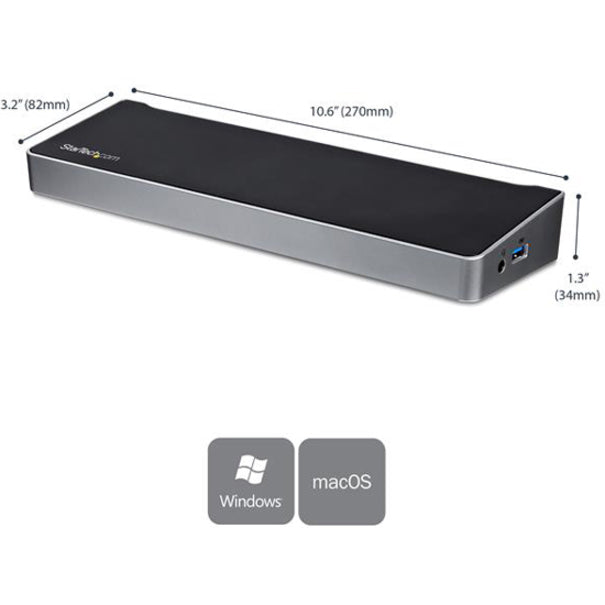 StarTech.com USB 3.0 Triple Monitor Docking Station - Compatible with Windows / macOS - Supports Three Displays - 2 x DisplayPort and HDMI or 4K Ultra HD on a Single Monitor - USB3DOCKH2DP