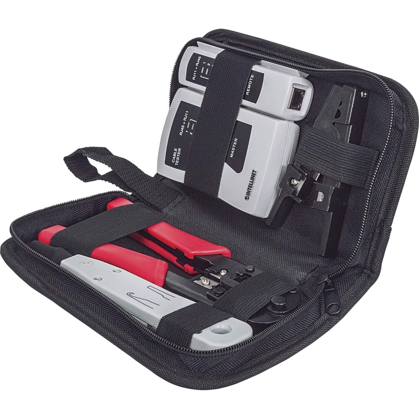 Intellinet Network Solutions 4-Piece Network Tool Kit Composed of LAN Tester LSA Punch Down Tool Crimping Tool and Cutter/Stripper Tool